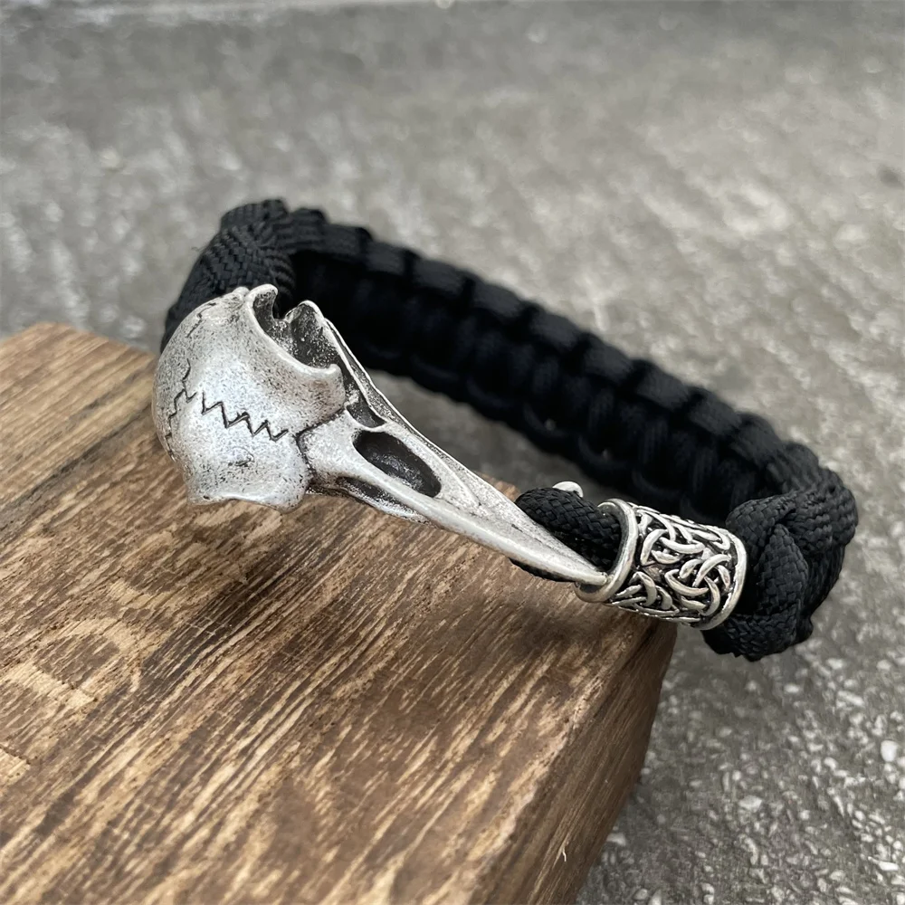 Retro Viking Odin Raven Crânio Pulseira para Homens e Mulheres, Jóias Góticas, DIY, Trinity, Dragon Beads, Wicca Acessórios, Dropshipping