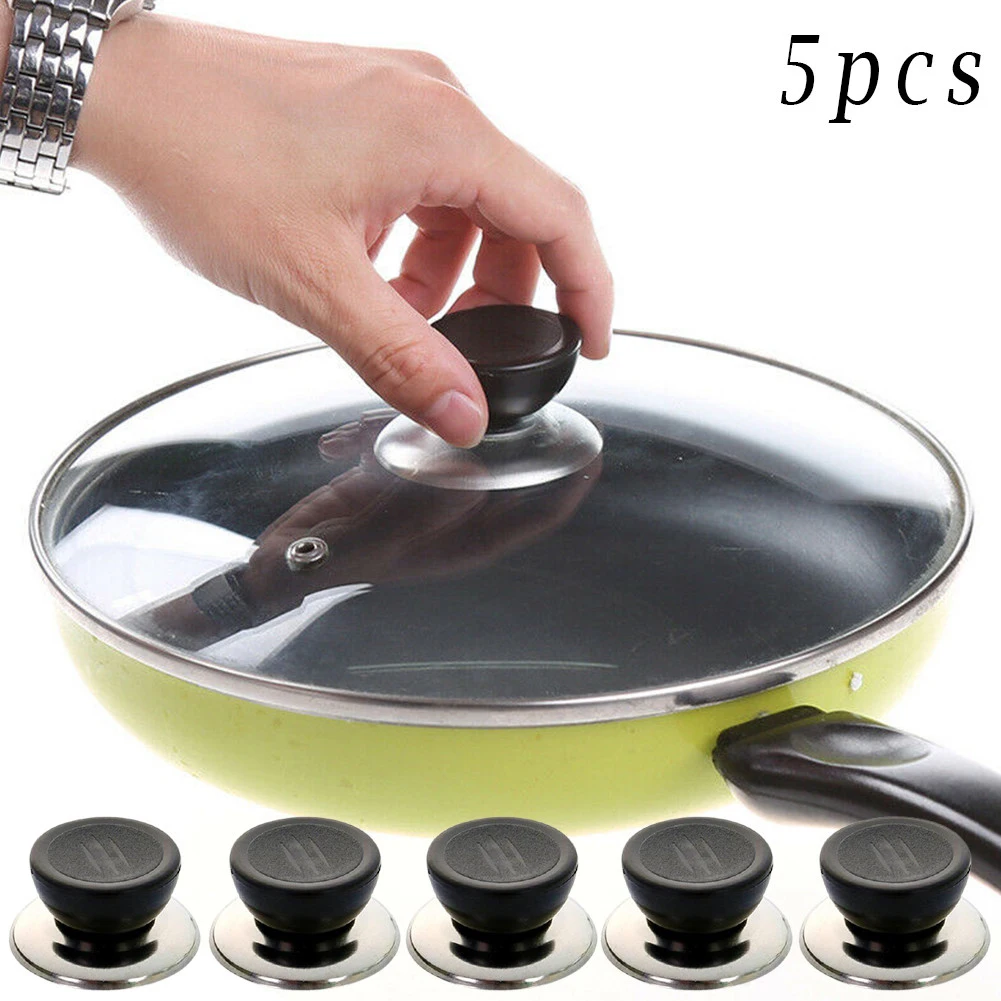 Universel Couvercle Boutons Poêle Casseroles Couvercle Poignée Couvercles  Remplacement Résistant Résistant Plastique Bouton Poignée pour Cuisine  Batterie Cuisine Couvercle 5Pcs 