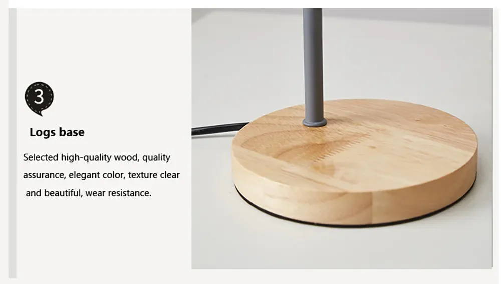 Bedside Table Lamp Nordic Desk Lamp Bedroom Study Lamps Wood Creative Flex Lights LED E27 For/Eye Protection Reading&Living Room