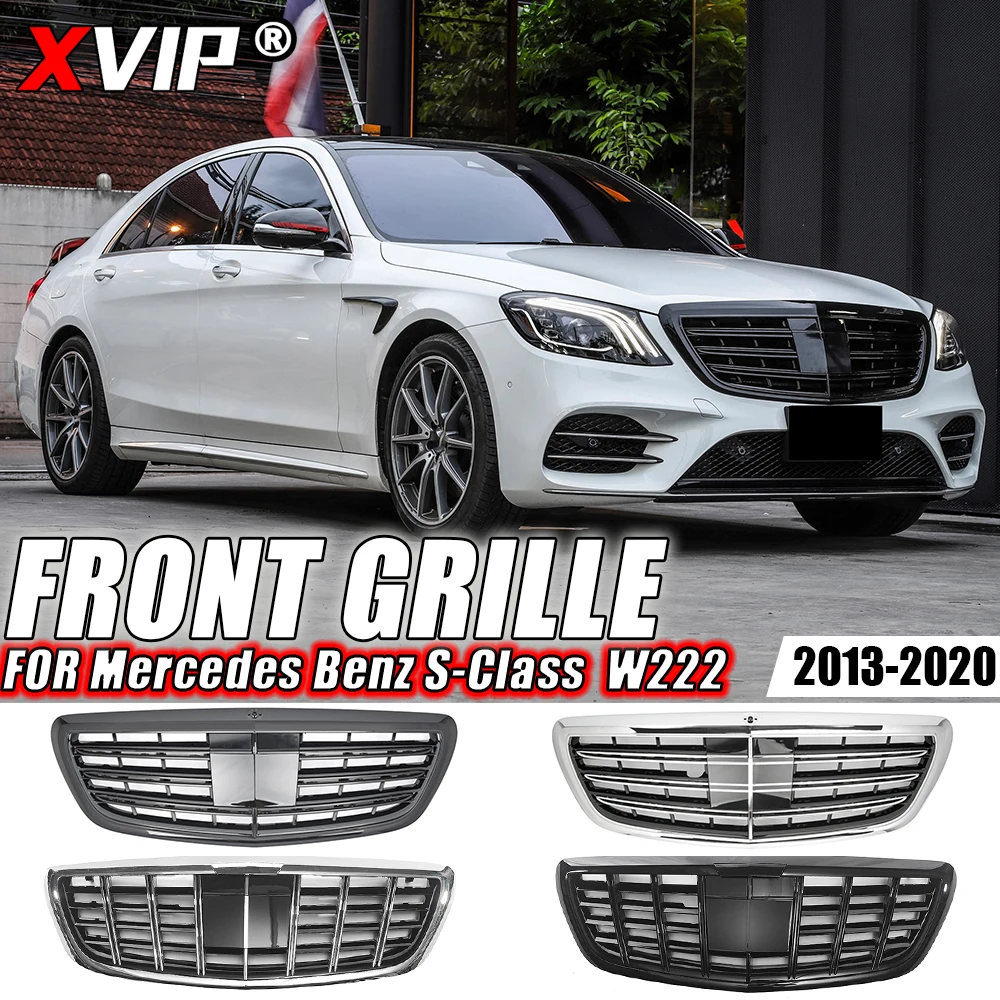 

XVIP хром Maybach стиль передний бампер решетка для Mercedes Benz S-Class W222 S400 S450 S500 2013-2020 GTR AMG стиль Верхняя решетка