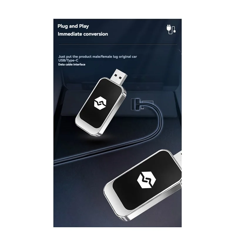USB 2-In-1 무선 Carplay 안드로이드 자동 어댑터 무선 자동차 어댑터 유선 안드로이드 자동을 무선-N34R로 변환