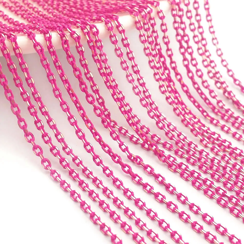 Colorful Copper O Shape Necklace Chain - 5 Meters, 1.5MM
