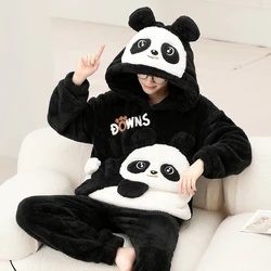 Thick Plush Pajamas For Men Cute Fleece Pajama Sets Winter Male Sleepwear Coral Velvet Warm Flannel Clothes Home Suit Пижама