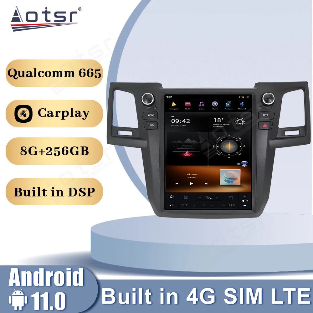 

Vertical Screen Android 11 Qualcomm Snapdragon For Toyota Fortuner 2007-2015 Car Radio Multimedia Player GPS CarPlay Head Unit