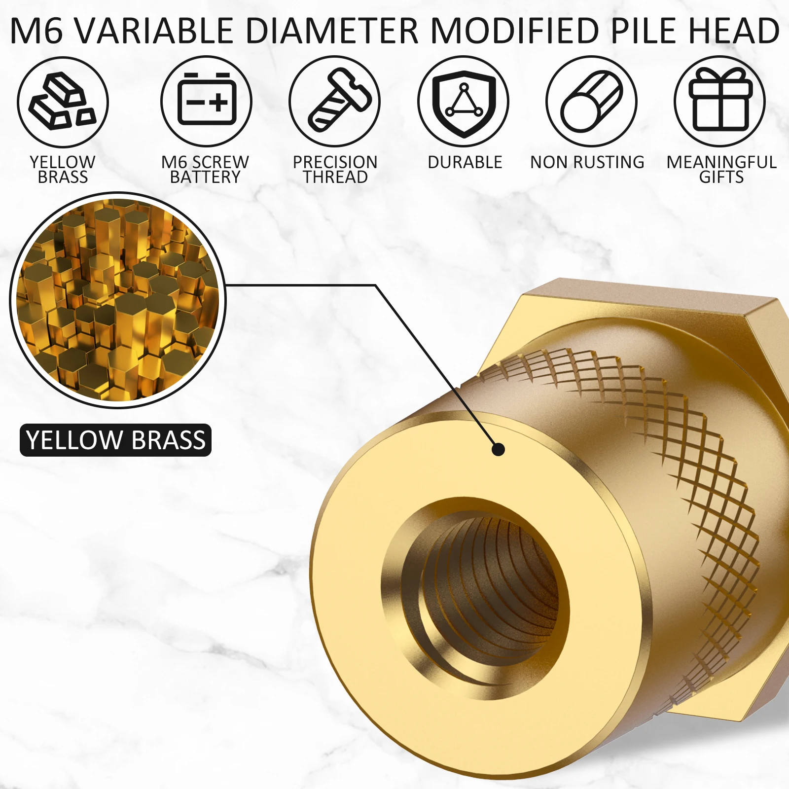 2pcs Battery Pole Adapter Car Brass Battery Terminal Connector M6 Thread Installation Tone Post Adapter Kit
