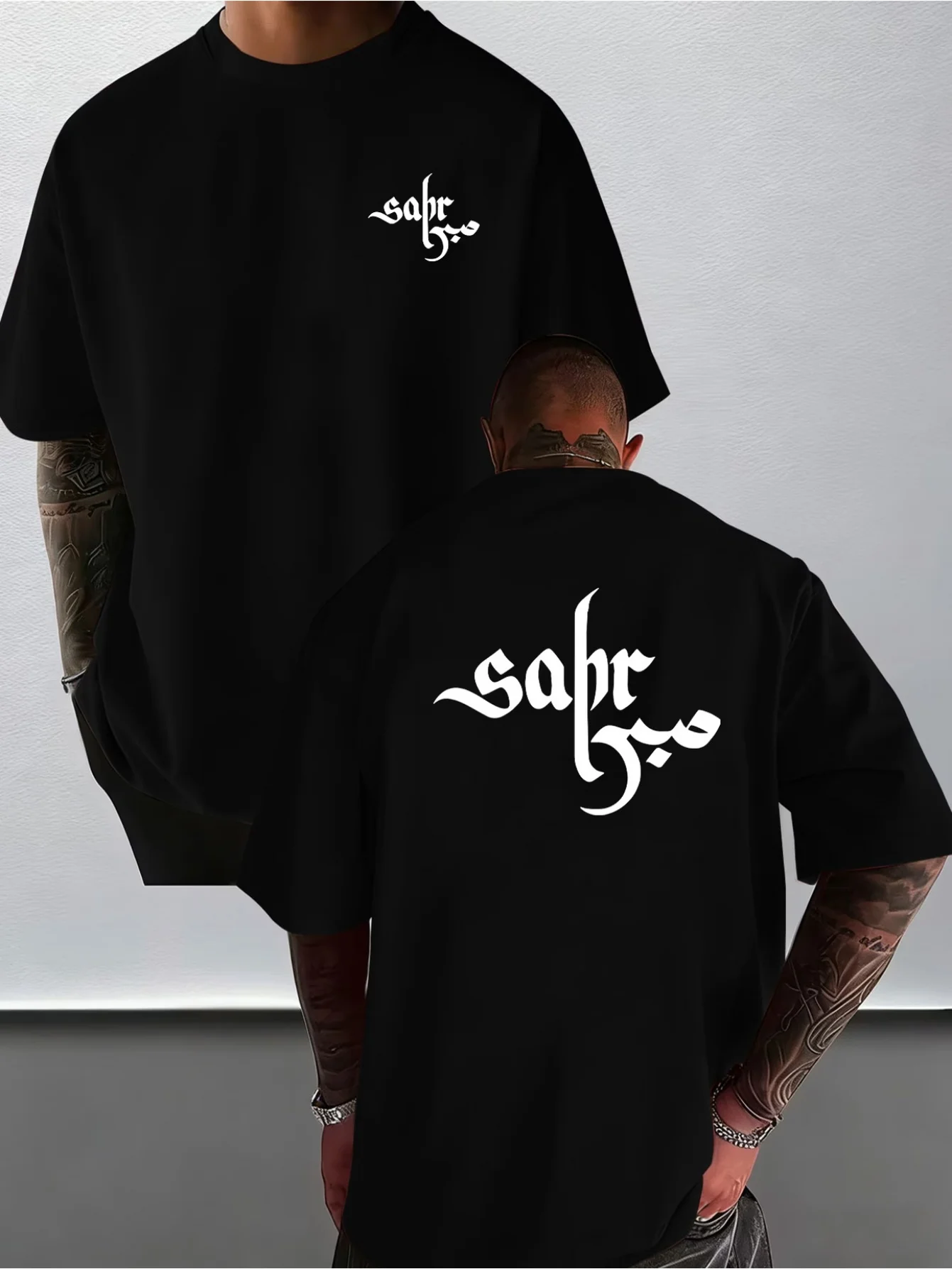 Streetwear Vintage Y2K Mode Sabr Buchstaben Ästhetisches Grafik-T-Shirt für Männer und Frauen Übergroßes Punk Hip-Hop Gothic Hipster T-Shirt