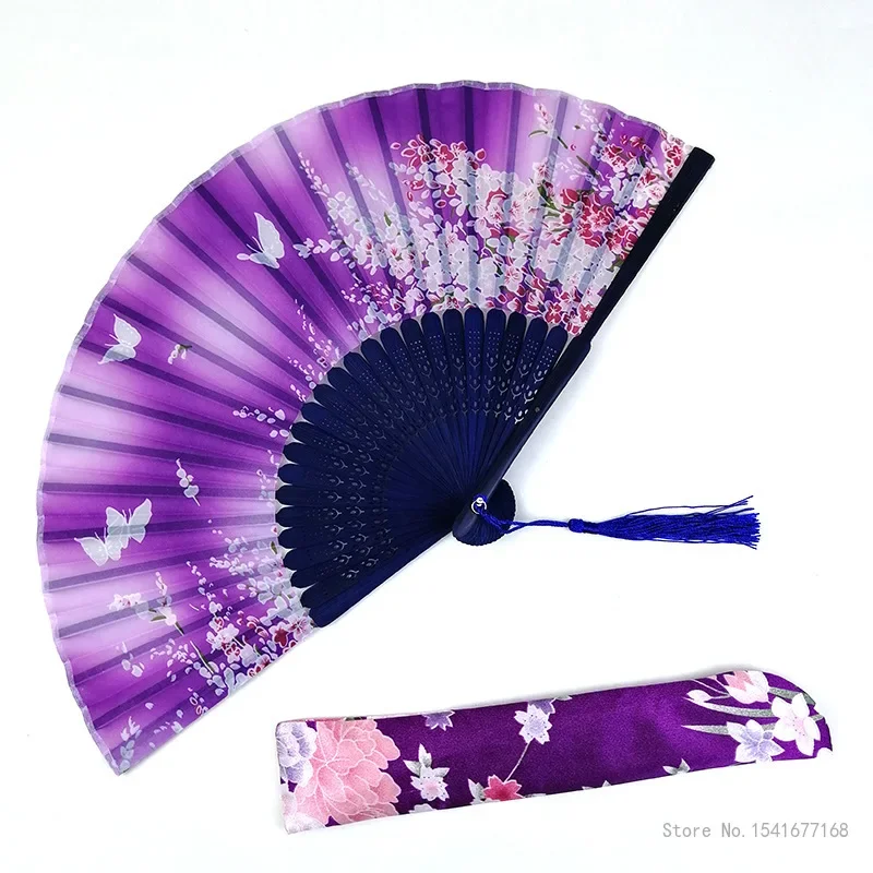 Chinese Style Lace Silk Folding Hand Held Flower Fan for Women, Wedding Party, Photo Prop Tool, Art Craft, Pattern Folding, 2Pcs