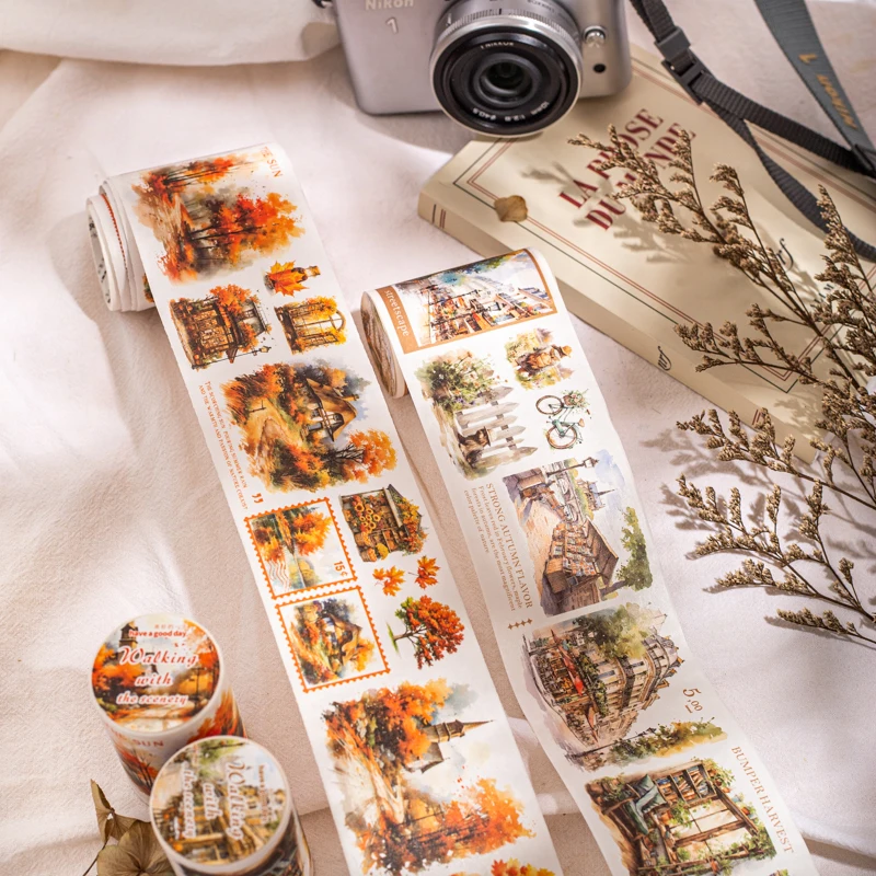 JIANQI 60mm*2m Vintage Washi Tapes 38cm Cycle DIY Scrapbooking Decor Junk Journal Collage Stationery Craft Tapes stationery tapes diy scrapbooking accessories