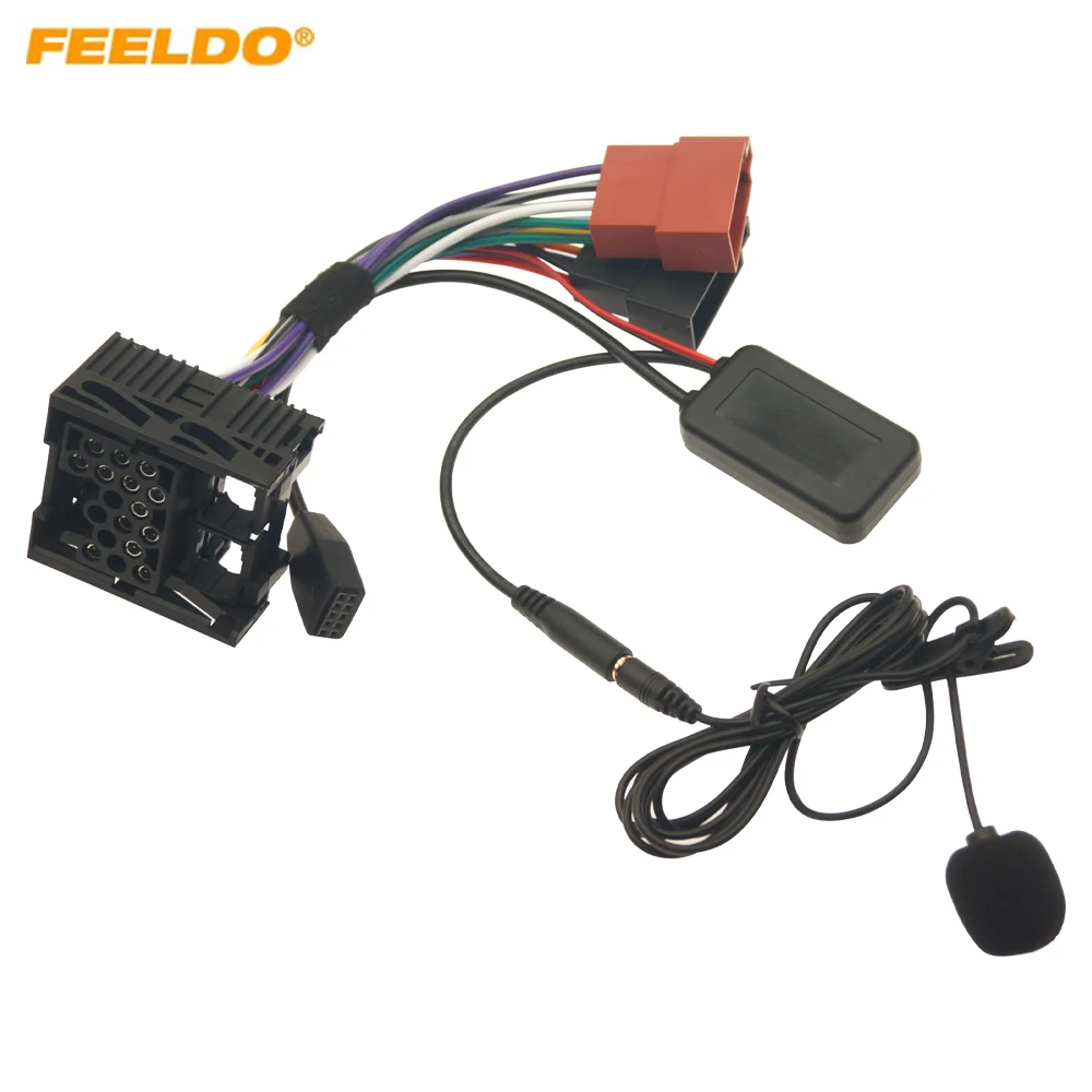 Feeldo Car Aux-In Audio Mp3 Music Bluetooth Module Adattatore Iso Per Bmw (E46) 320I 320Ci 320Cic Stereo Wire Harness Con Micphone