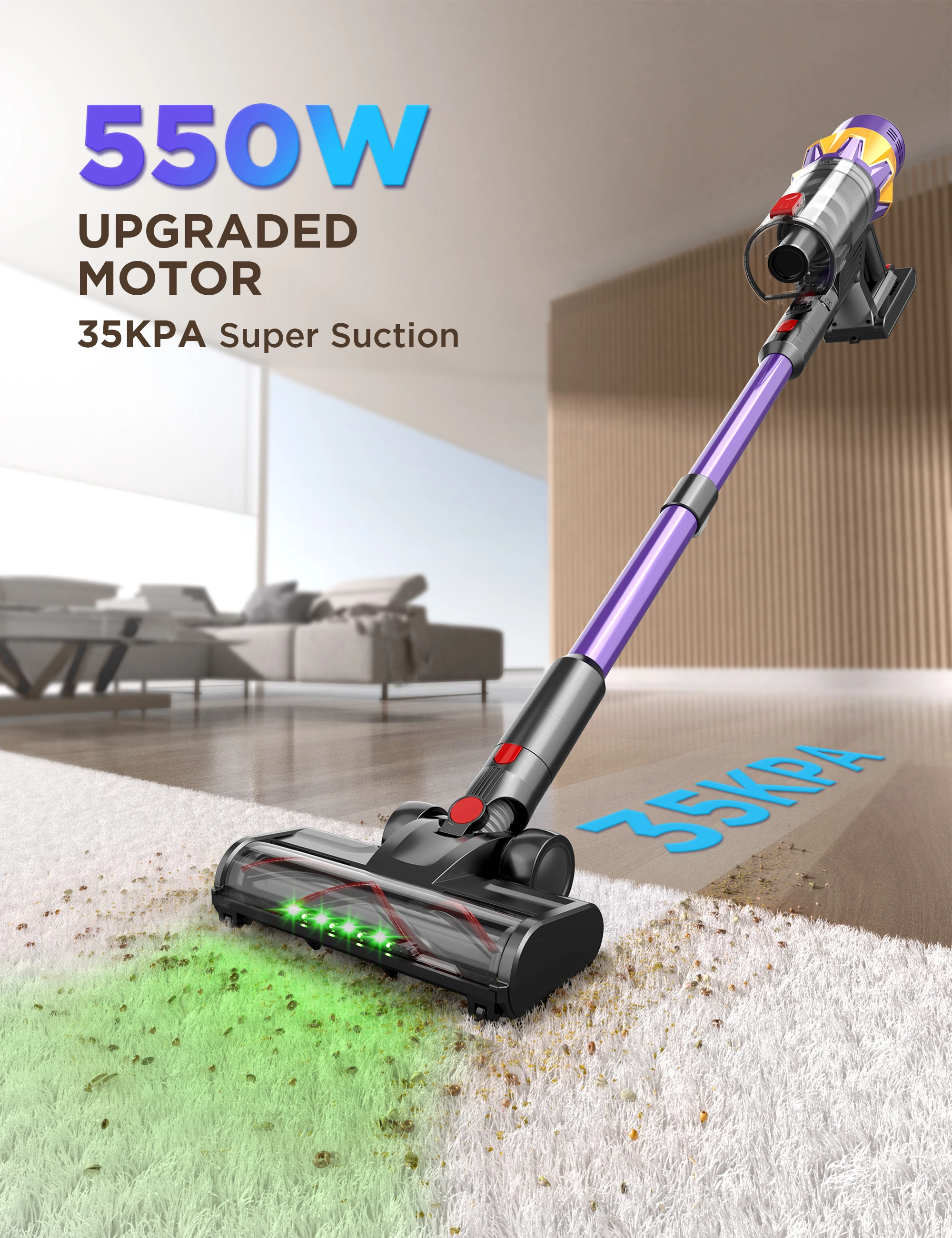 Multi-functional Portable Rechargeable Powerful Stick Vacuum 40min Runtime Cordl