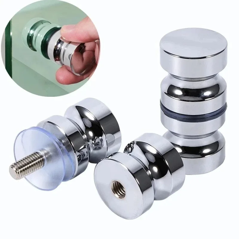 304 Stainles Steel Door Handle Single Hole Glass Door Knob Bathroom Shower Cabinet Double-Sided Handle Pulls with Screw Hardware door knobs