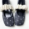 Swan Print Ballet Flats Shoes for Women Elegant Square Toe Elastic Band Mary Janes Shoes Ladies Shallow Spring Autumn Loafers 2