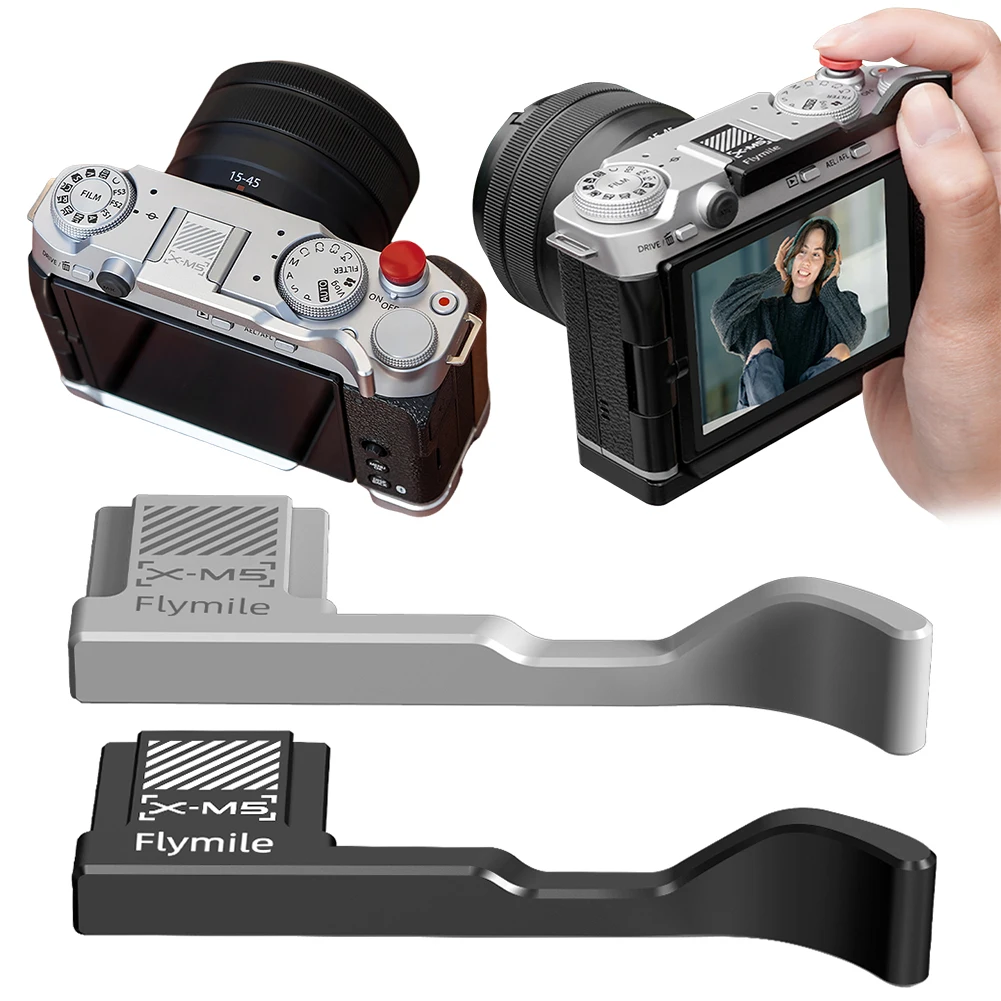 알루미늄 합금 금속 엄지 그립(셔터 릴리즈 버튼 내장형 실리콘 패드 포함) Fujifilm XM5 Fuji X-M5용 카메라 엄지 받침대