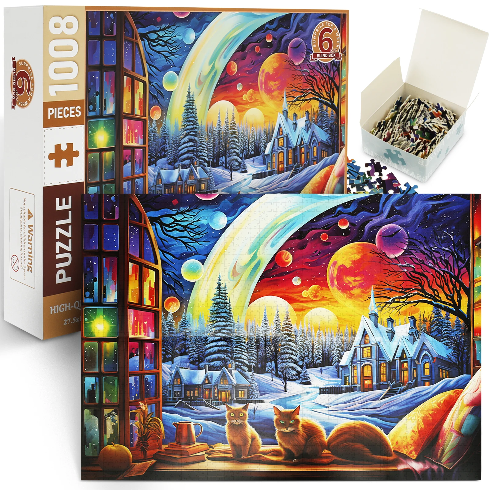1008 Pieces Fun Puzzle Set for Adults with Full Colour Poster Home Decor Games Family Fun Floor Puzzles Educational Toys for Kid