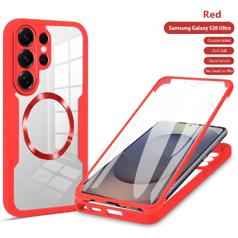 Luxury Double-Sided Transparent Magnetic Phone Case - Fashionable Shockproof Soft Cover