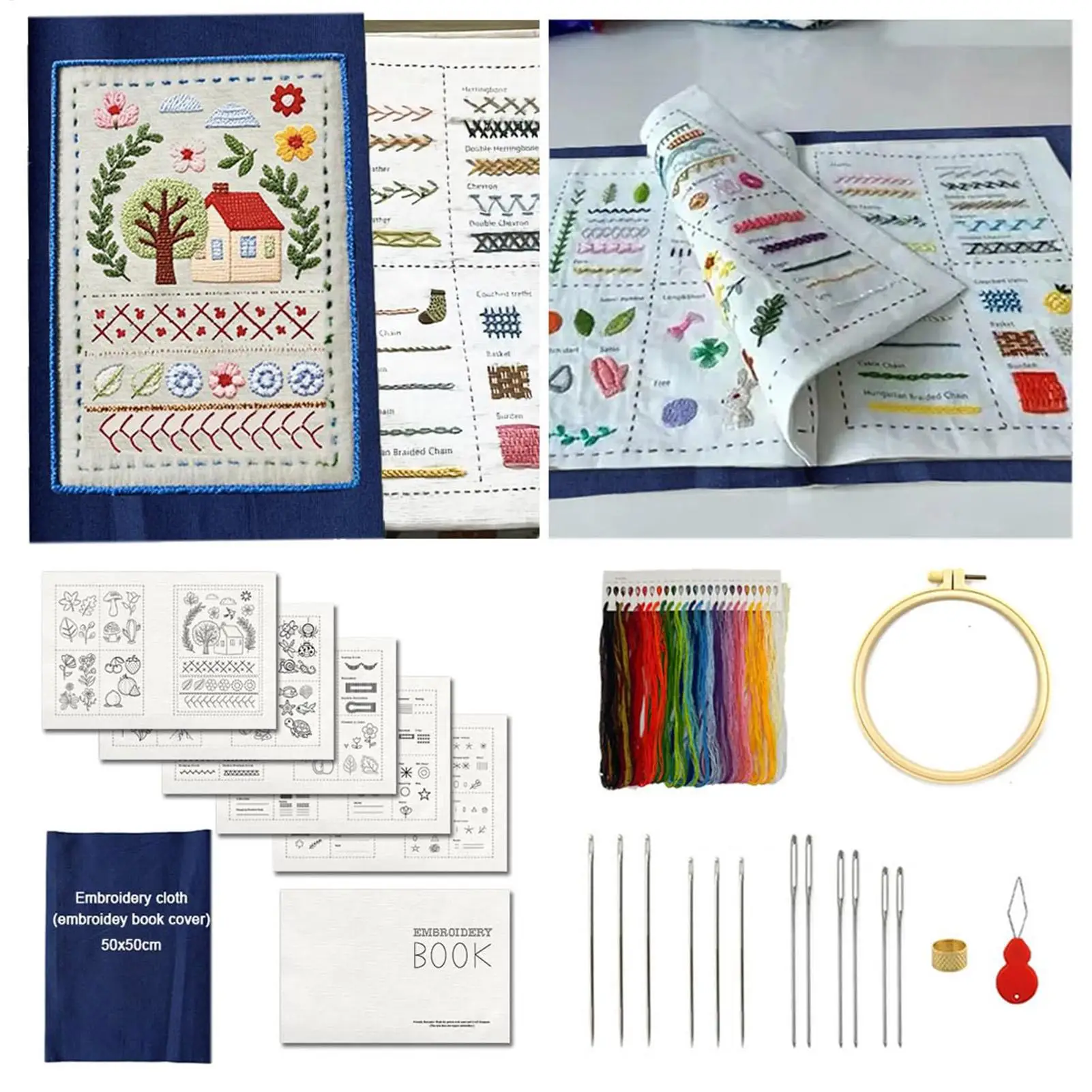 Embroidery Kits For Adults Interactive Beginner Embroidery Kit Reusable Supplies Learn Crafts Hand Fun Knitting Guide For Teen