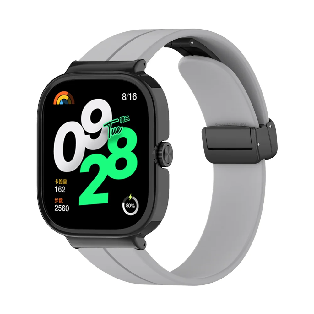 Silicone Magnetic Folding Buckle Smart Watchband Bracelet Strap