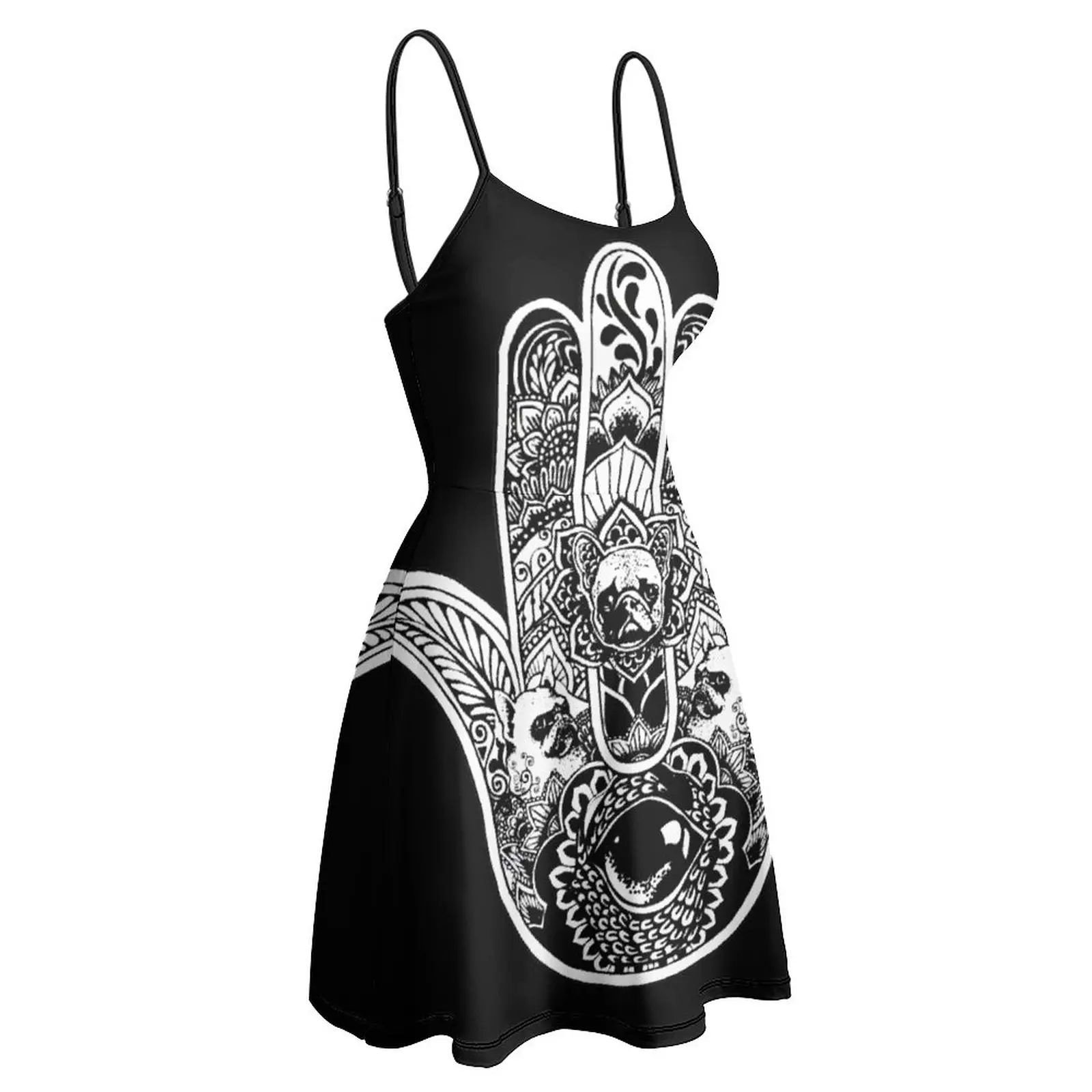 

Hamsass Hand French Bulldog Women's Sling Dress Cute Sexy Woman's Gown Casual Clubs Dresses