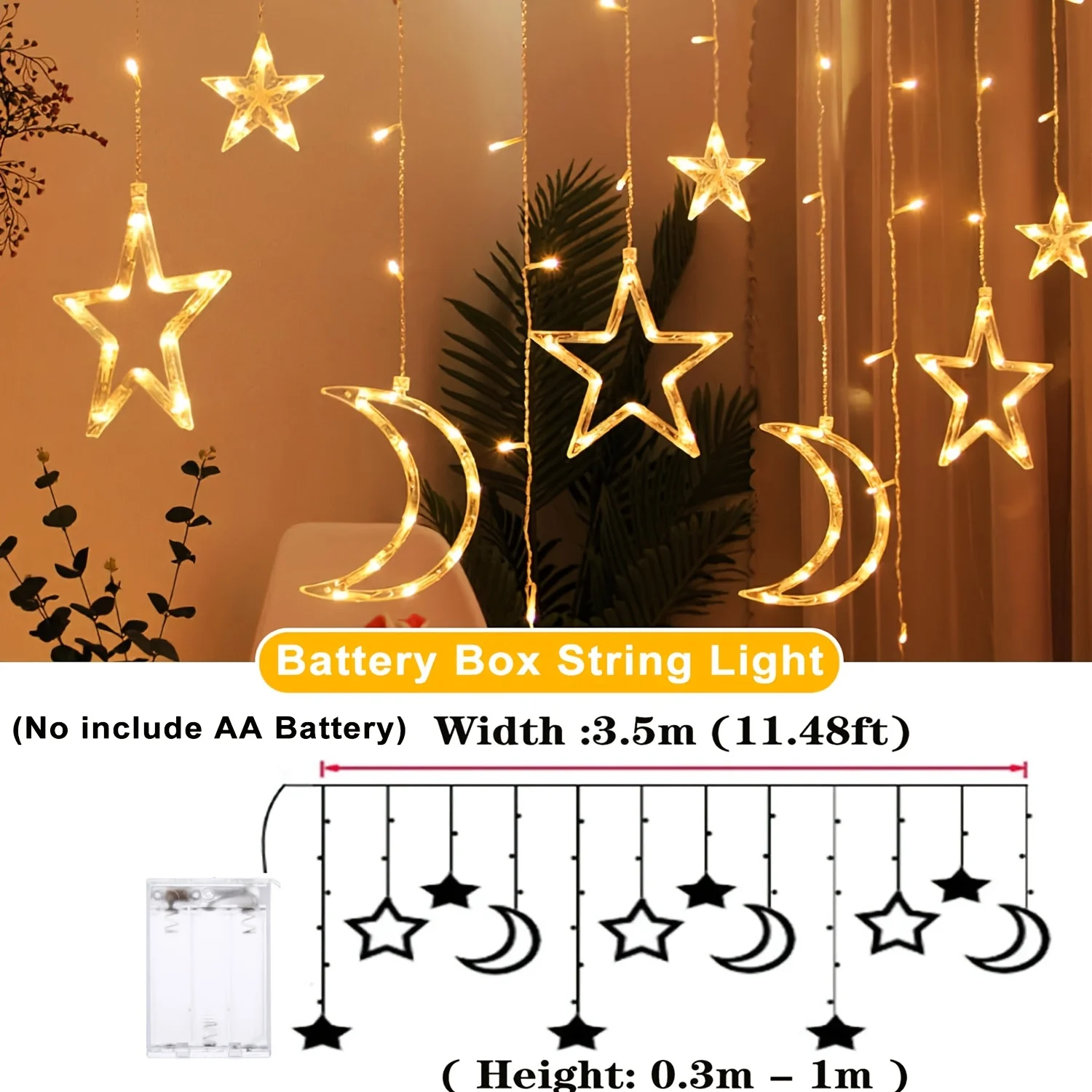 Radiant Solar-Powered Star & Moon LED String Lights for Outdoor Decor and Celebrations