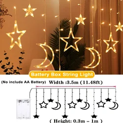 Radiant Solar - Powered Star & Moon LED String Lights for Outdoor Decor and Celebrations (Battery Star Moon)