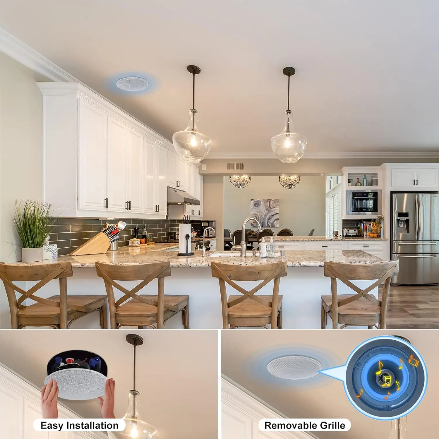 Wall Ceiling Speaker 4&rdquo; 160 Watts 2 Way Flush Mount In Ceiling In Wall Speakers For Bathroom Kitchen Living Room Office