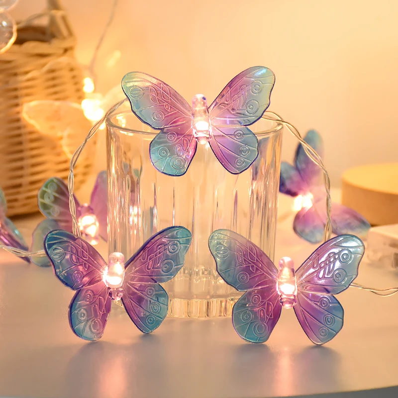 

Butterfly LED String Light 1.5M 10LED Fairy Butterfly Lights Battery Operated Crystal Hanging Lamp Birthday Easter Decorations