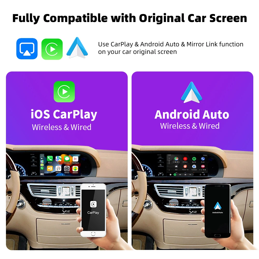 EKIY Wireless CarPlay Android Auto For Mercedes Benz NTG 3.0/3.5 System S Class W221 2006-2012 With Mirror Link AirPlay Function