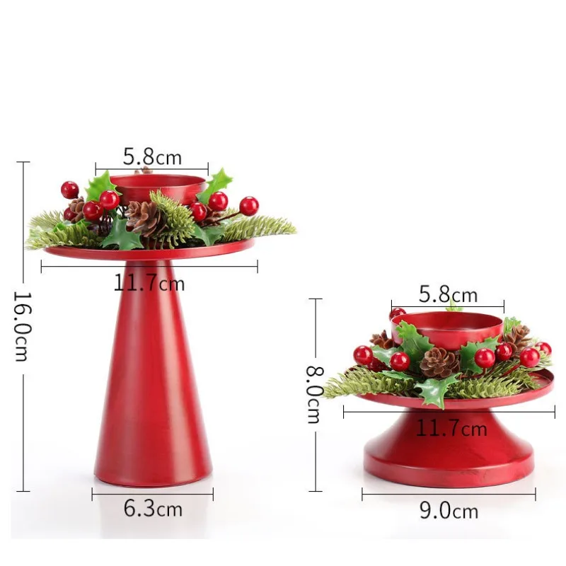 Vintage Metal Christmas Candle Holder - 15-inch Rustic Tall Candle Stand with Distressed Finish, Farmhouse Table Centerpiece