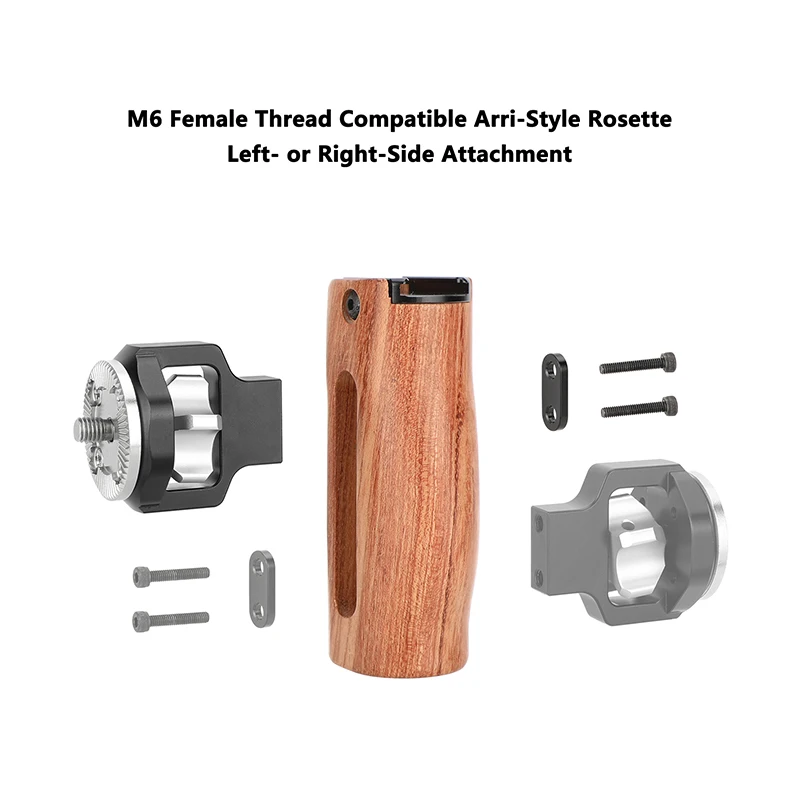 Universal Wooden Handgrip with ARRI-Style Rosette M6 Male Connection Mount For C