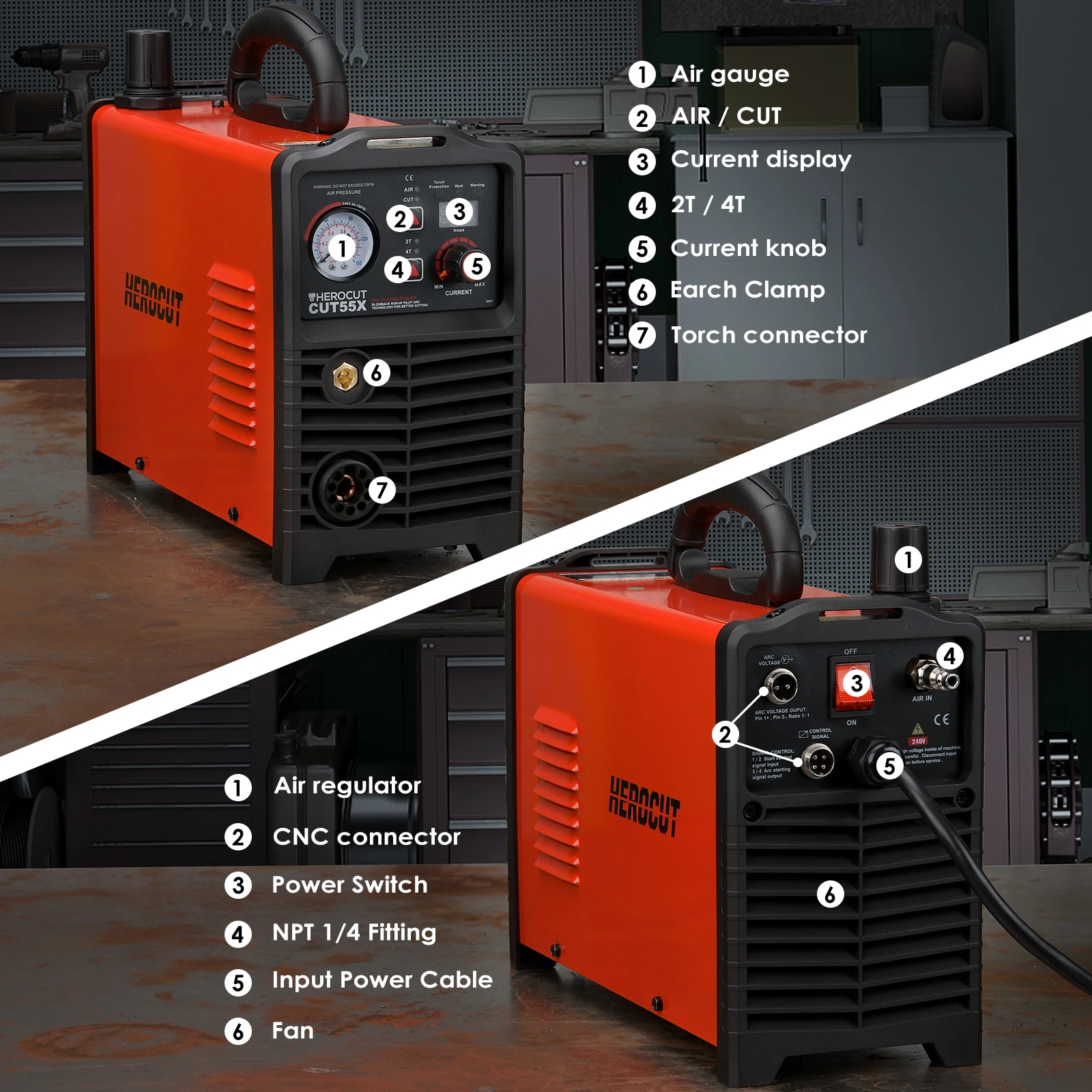 CNC Pilot Arc Plasma Cutter HeroCut CUT55X Non-HF Blow Back IGBT Digital Plasma Cutting Machine Can Work with CNC Table