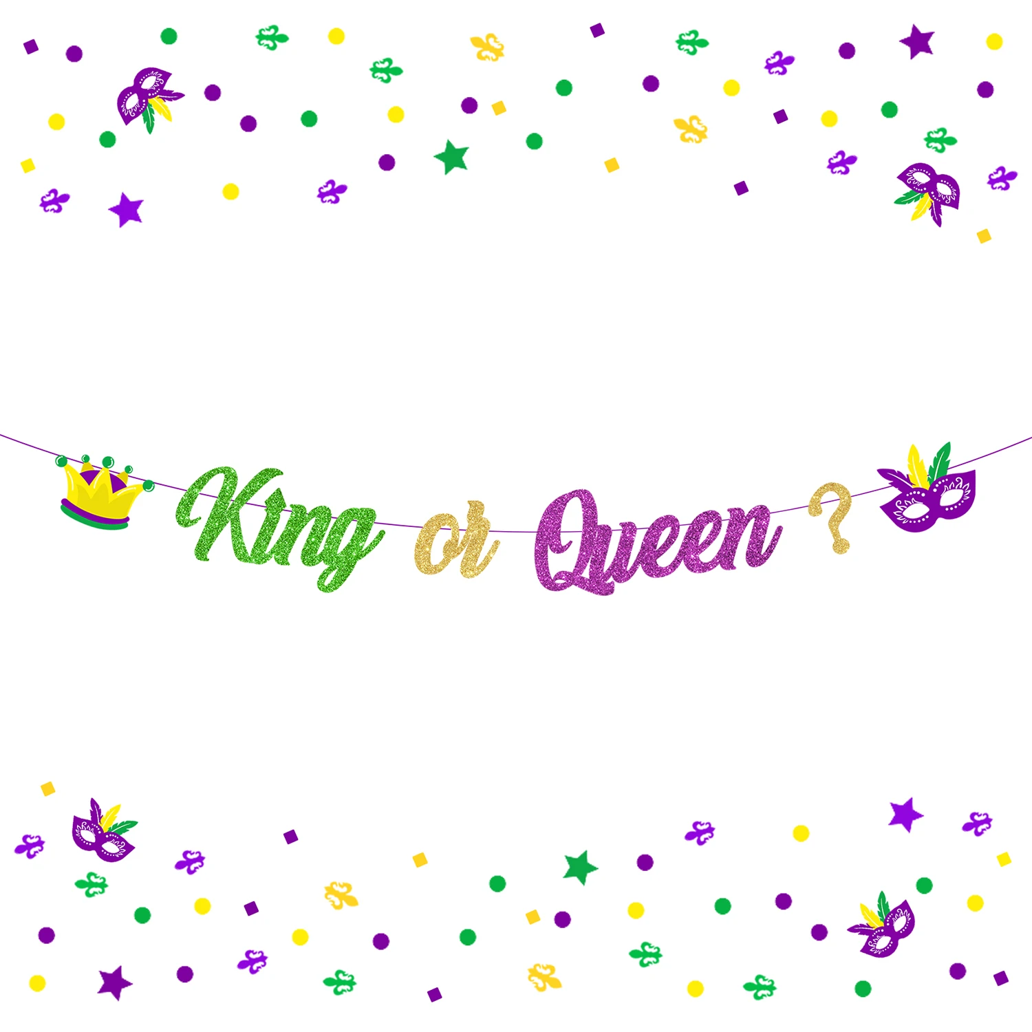 Марди Гра, гены, украшения, баннер, король или королева, гирлянда, аксессуары для Нового Орлеана, детский камин, флажки