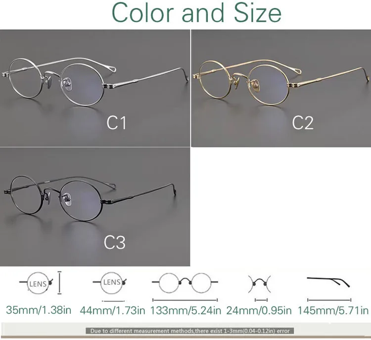 Yujo Classic Eyeglasses — Frame Dimensions & Sizing Chart