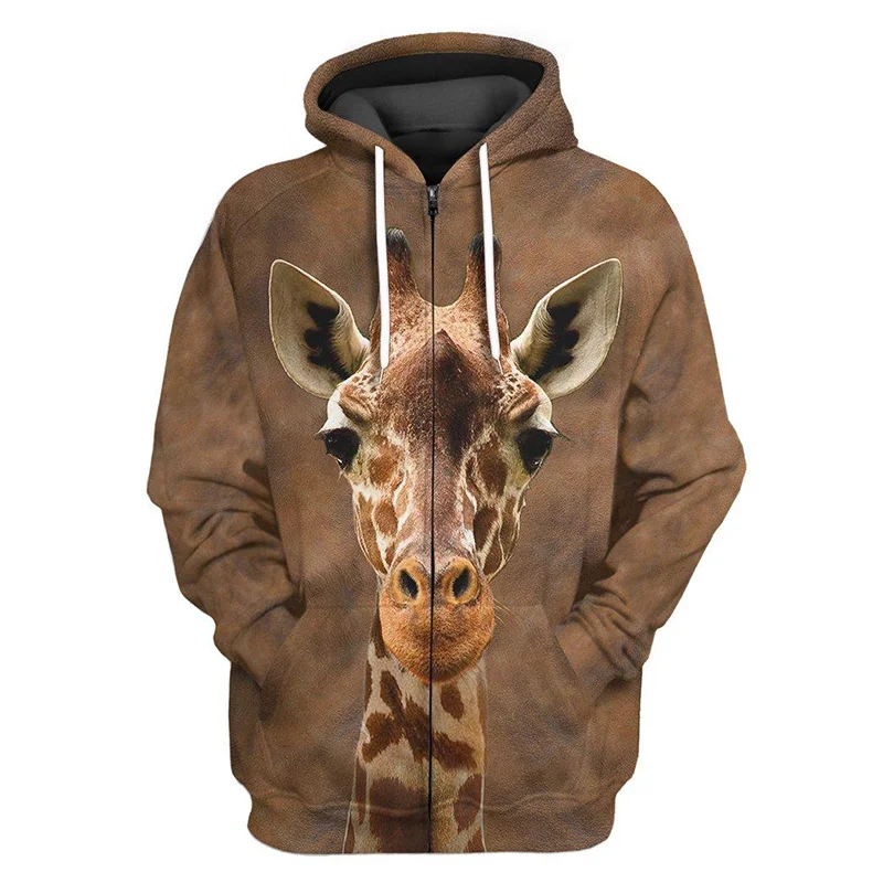 

New Winter 3D Cute Animals Goat Giraffe Panda Owl Flamingos Printing Zip Up Hoodies For Men Kid Fashion Funny Streetwear Clothes