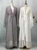 Abaya Ouverte en Mousseline de Soie pour Femme Musulmane, Kaftan Islamique, Caftan Marocain, Robe Modeste, Kimono de Dubaï, Ramadan Kebaya