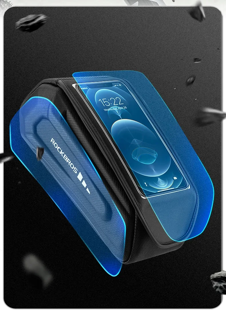 Bike Bag 1.7L Phone Bag Waterproof Front Frame Tube Bag Touch Screen Phone Holde