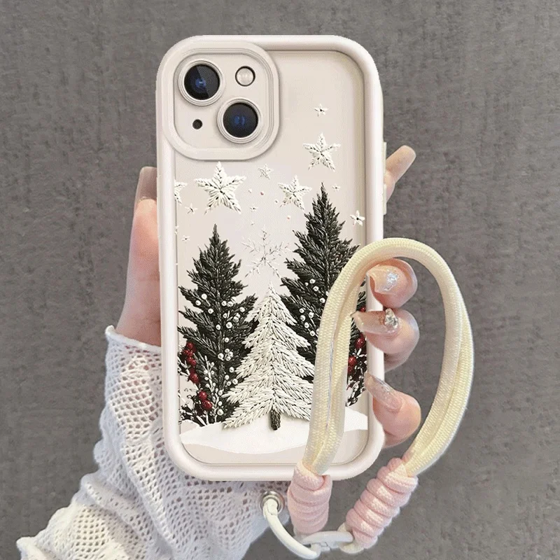 Festive Cartoon Christmas Rope Lanyard Phone Case