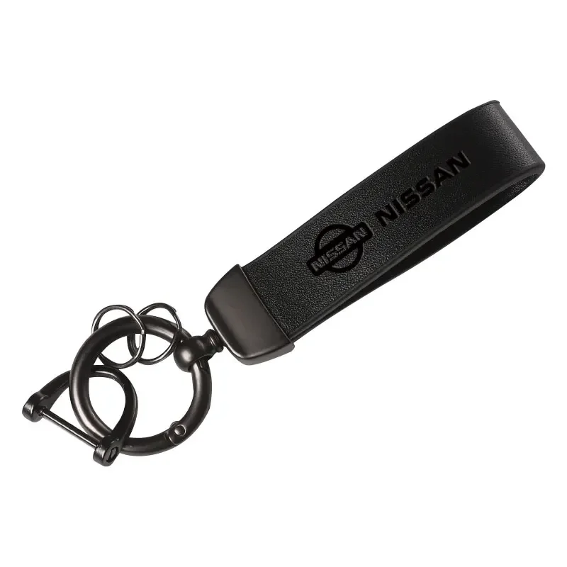 Luxury Genuine Leather Keychain Car Key Ring Holder Jewelry Custom Gift For Nissan X-trail Qashqai Juke Rogue Altima Leaf Car