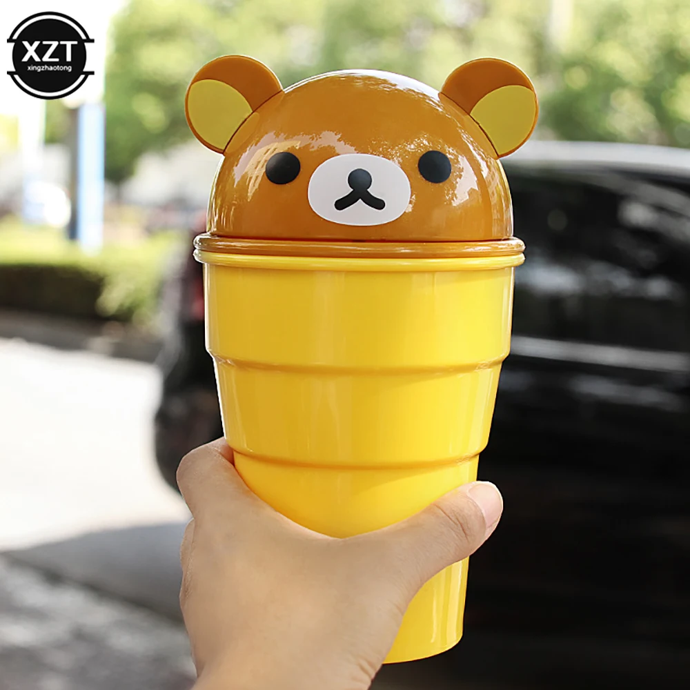 Car Trash Can Cute Storage Cup For Car Cartoon Trash Cup Bear Can Storage And Sorting In The Automotive Goods car trash can