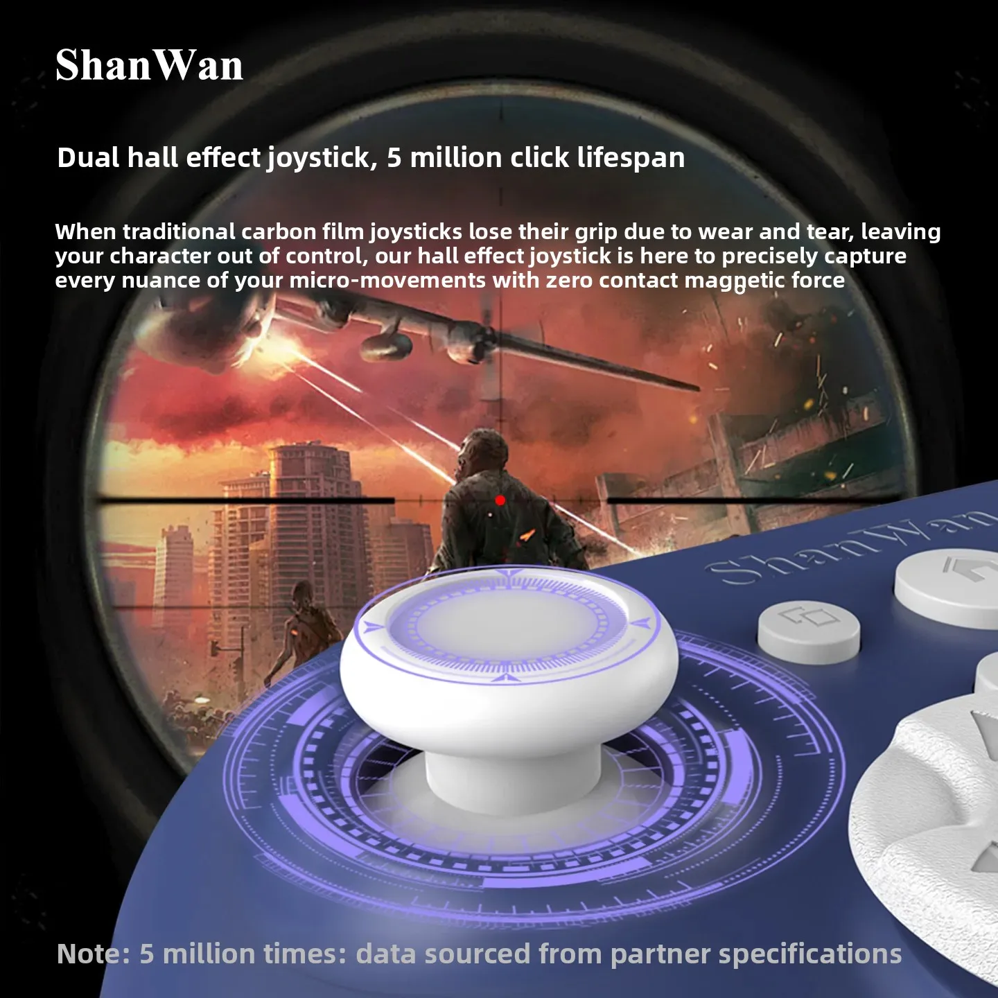 ShanWan 게임패드 Q34B PC용 무선 블루투스 스위치 Xbox 레이아웃 게임패드가 포함된 범용 듀얼 홀 럼블 조이스틱