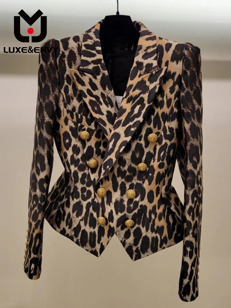 

LUXE&ENVY Leopard Print Jacket For Women's High-end French Light Luxury 2023 Goddess Style Slim Fitting Short Blazer Top
