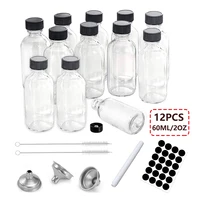 12PCS 60ml Small Glass Bottles With Airtight Lids Clear Sample Boston Bottle/Vials/Containers For Juice Ginger Shots Potion Oils 2