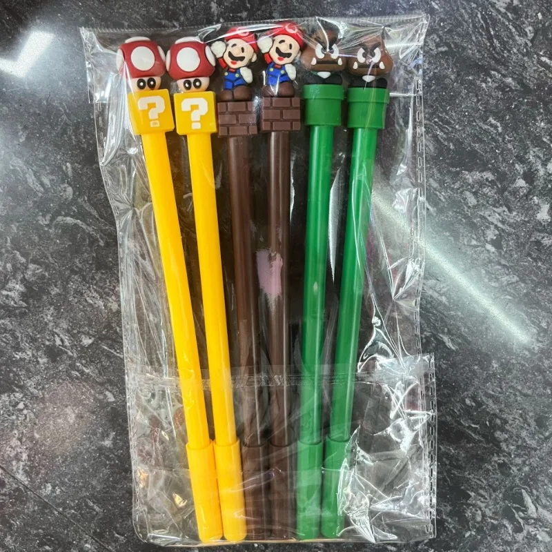 Cartoon Mario Bros Black Ink Neutral Pen 0.5mm Unisex Pen Creative Stationery Black Pen Signature pen Student supplies