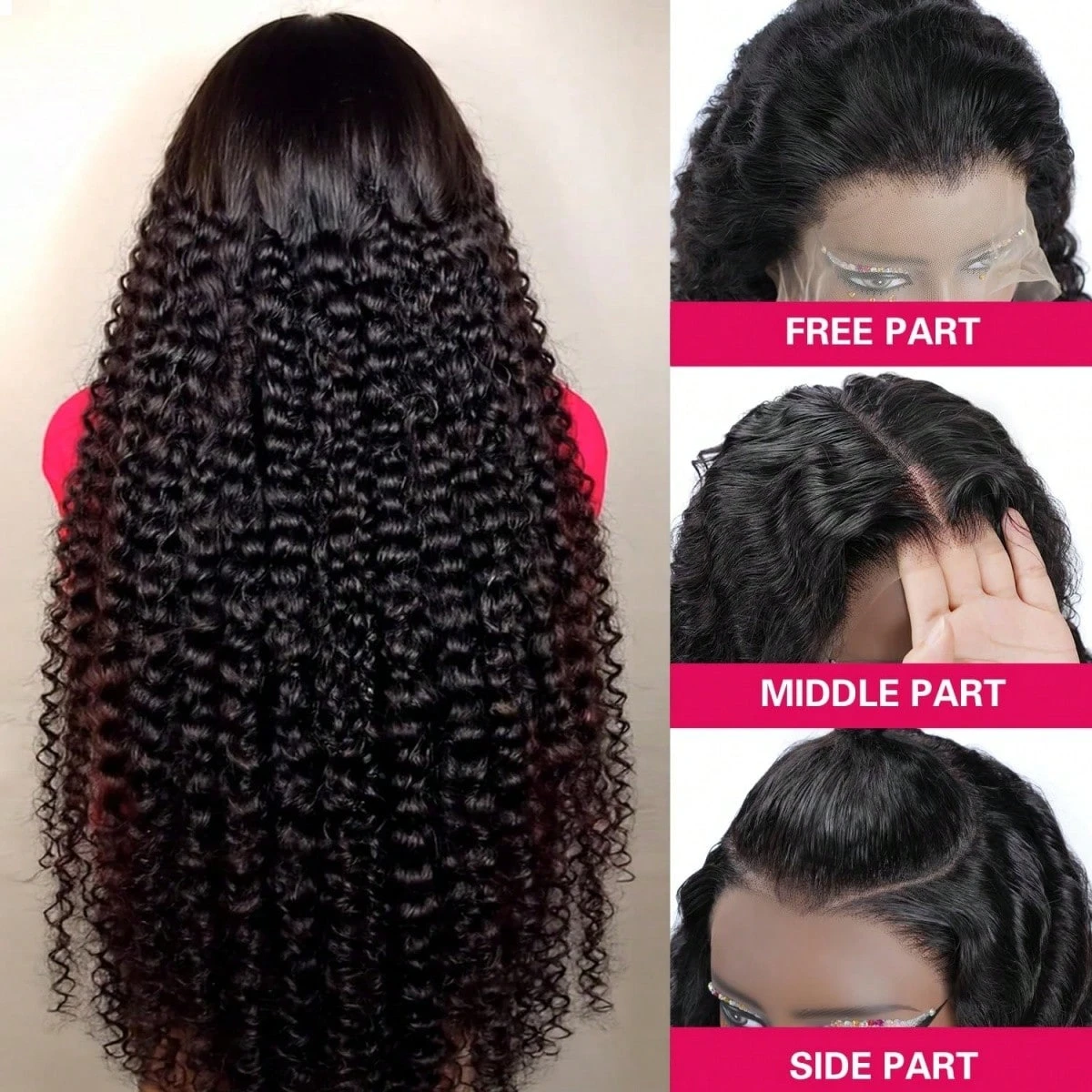 42inch 13x4 13x6 Deep Curly Lace Frontal Wig 250% Density Human Hair Pre Plucked Brazilian Human Hair Wigs For Women 4
