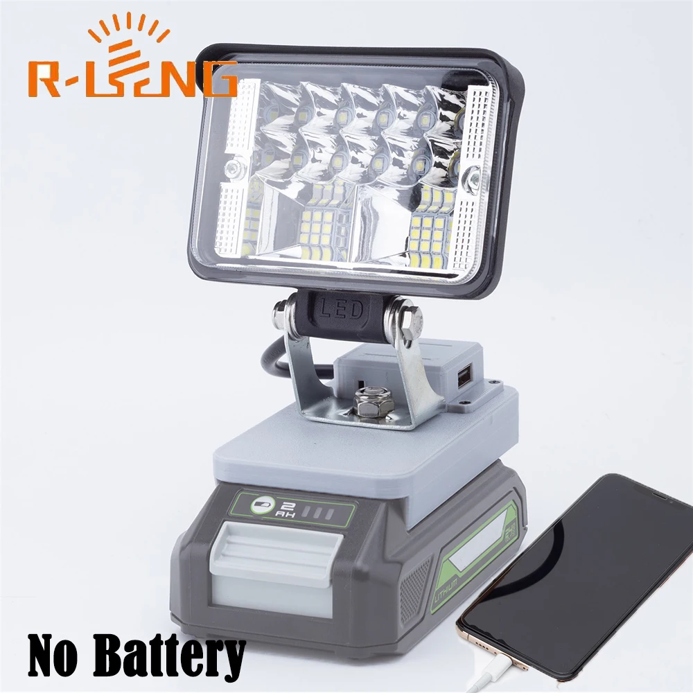 Portable Work Lights Portable Work Light LED Work Light for Greenworks 24V Lithium Battery w/ USB Flashlight Portable Emergency Flood Lamp Camping lamp