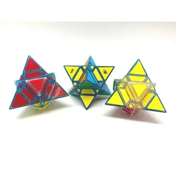 캘빈 퍼즐 큐브 피라미드 한정판, 트로이 3D 피라미드 아이스 클리어 바디, 아이스 블루 팁 3 개, DIY 스티커, 어린이 장난감