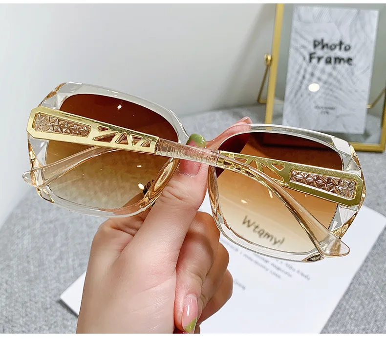 Women's Square Sunglasses Retro Vintage Gradient Black Uv400_voghion.com