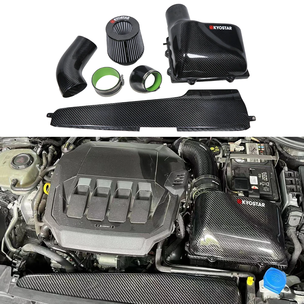 

For VW golf mk7 r EA888 1.8t 2.0t Black 4 Inch Air Induction Intake Kit Twill Weave Carbon Fiber Cold Air Intake System