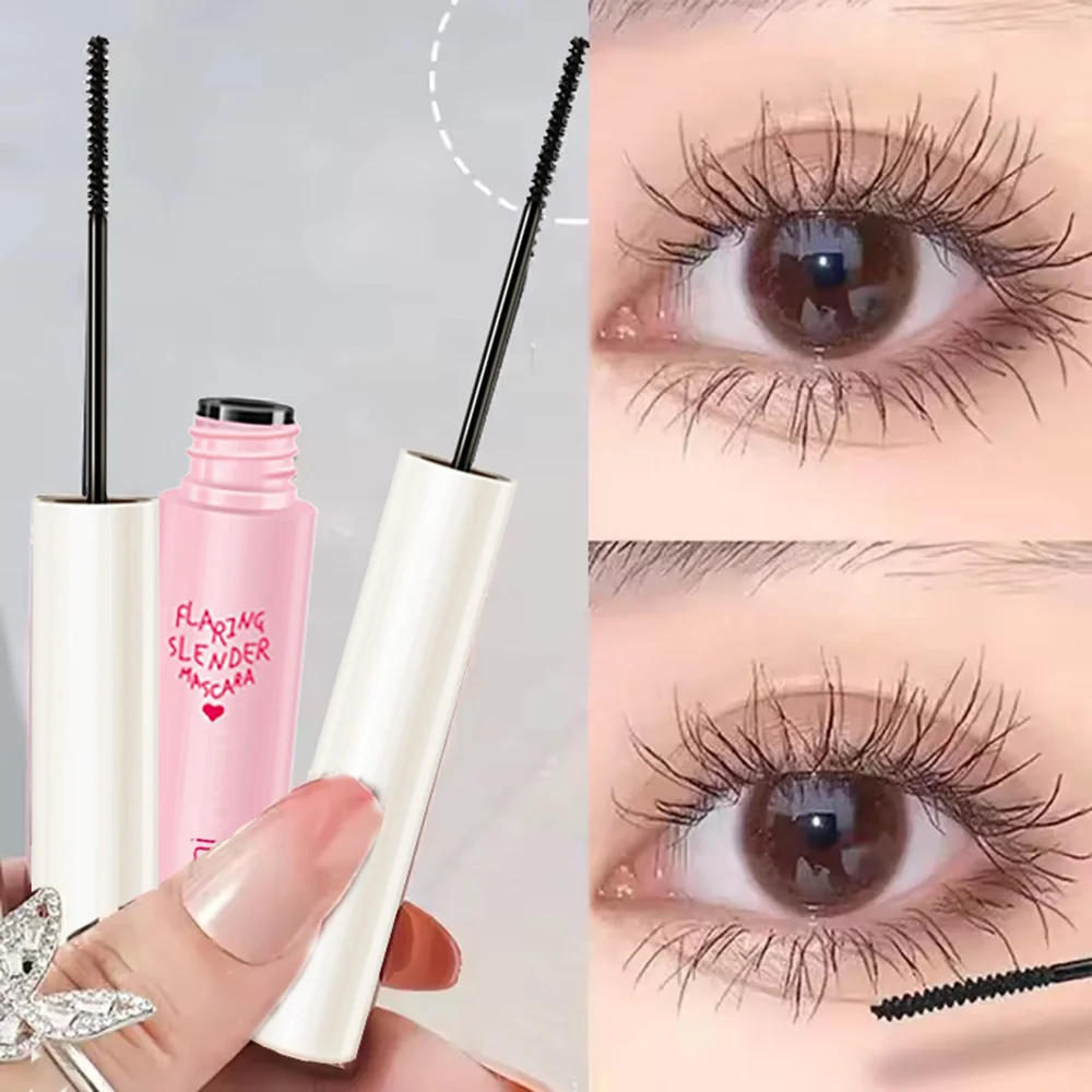 Silk Fiber Curling Mascara Ultra-Fine Brush Lengthening Volumizing Waterproof Smudge-Proof Long-Lasting Unisex Eye Safe