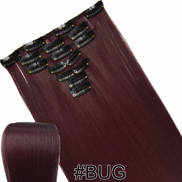 TOPREETY Heat Resistant B5 Synthetic Fiber 130gr Straight clip in hair Extensions 7006 BUG