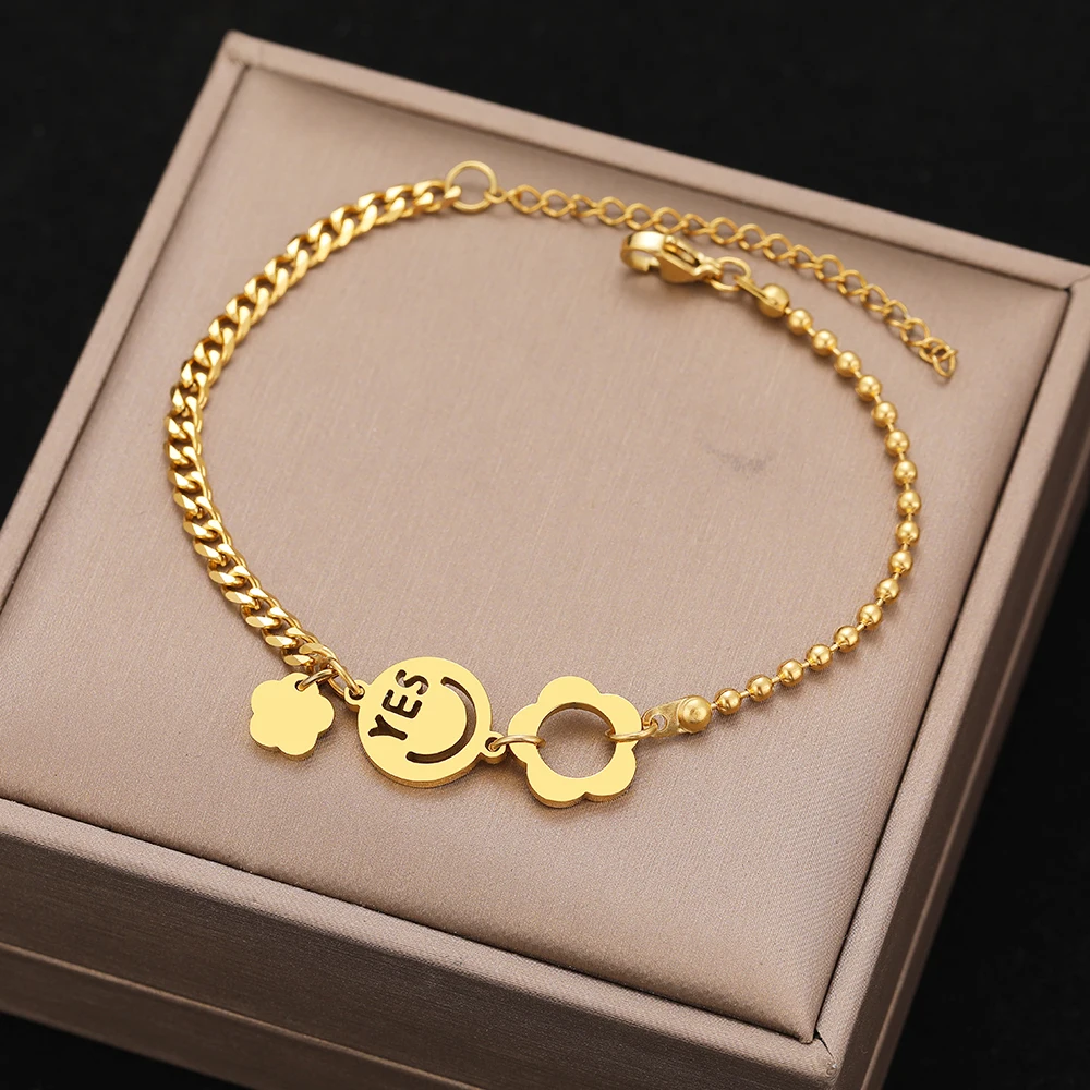 Stainless Steel Bracelets Hippie Gothic Pearl Chain Pendants Fashion Bracelet For Women Jewelry Portrait Coin Girls Gifts stainless steel bracelets